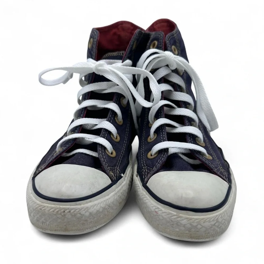 Converse All Star Chuck Taylor’s High Top Navy Blue White Red Chucks Men’s 5 - Picture 3 of 6